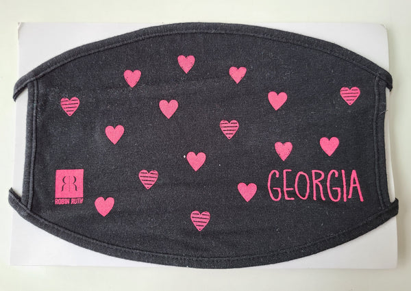 Georgia- Black Hearts Face Cover