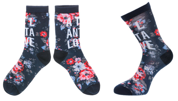 Floral Navy Socks- Atlanta