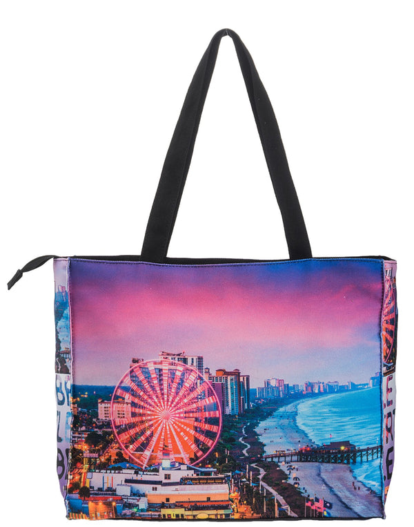 Skyline Watercolor Medium Tote- Myrtle Beach