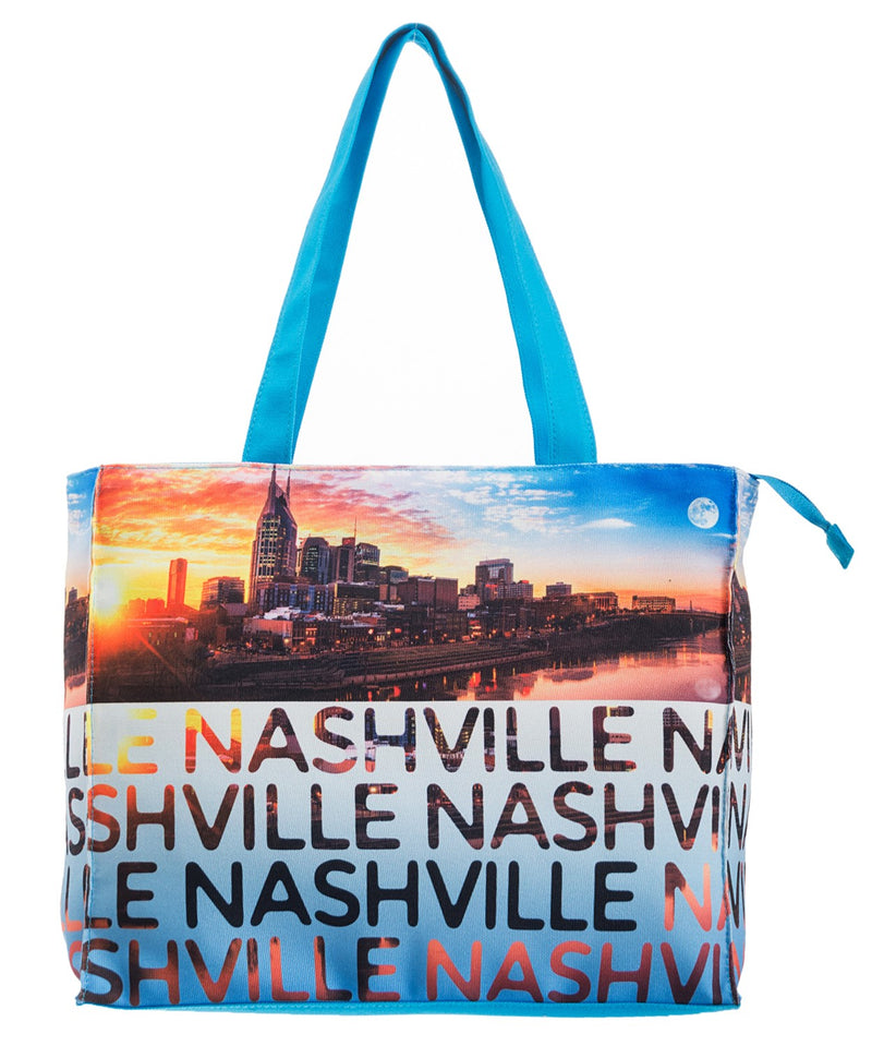 Skyline Watercolor Medium Tote- Nashville