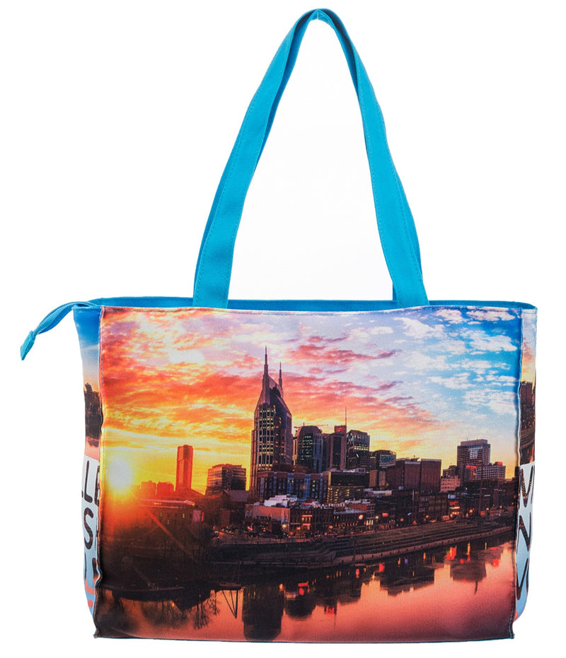 Skyline Watercolor Medium Tote- Nashville