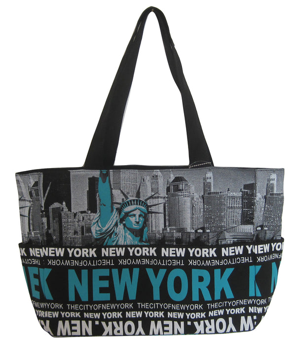 Robin Ruth New York City Skyline Designer Fashion Tote City Bag W/front  Pocket - Walmart.com