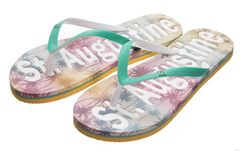 Rainbow Palm Trees Women's Flip Flop- St. Augustine