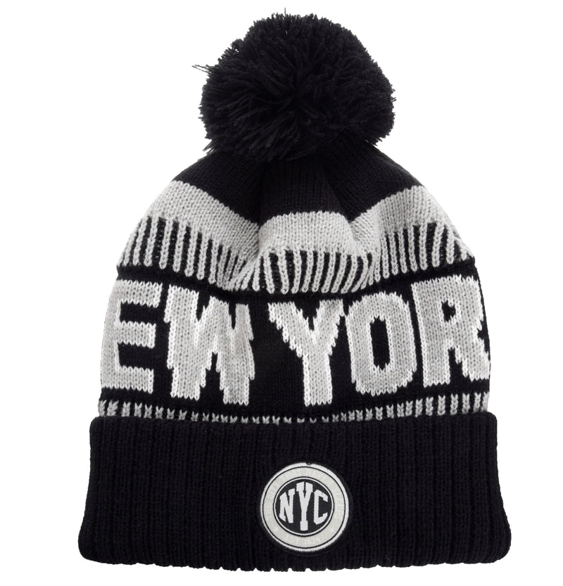 Stamp Pompom Beanie- NYC