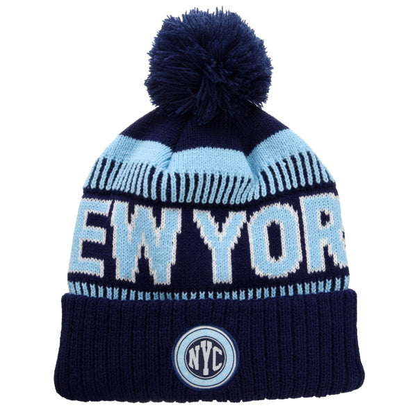 Stamp Pompom Beanie- NYC