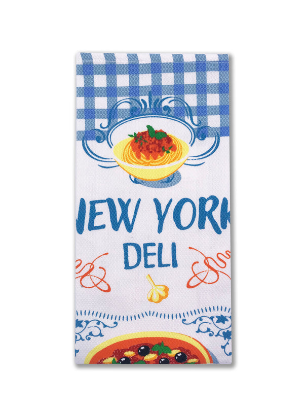 Hook and Hang- NY Pizza Kitchen Towel Blue Plaid