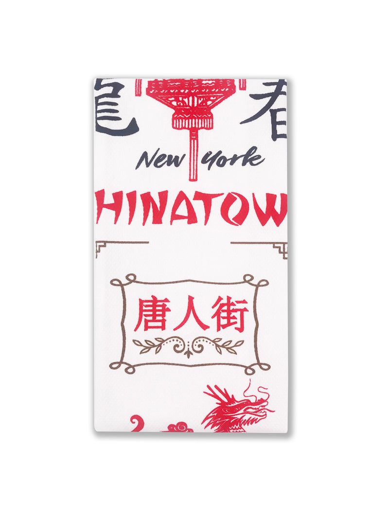 Hook and Hang- NY Chinatown Towel White & Red